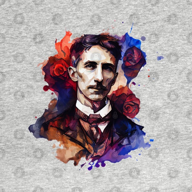 NIKOLA TESLA WATER COLOR PORTRAIT by aiartify